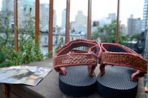 tevas on balcony in the city